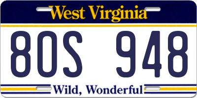 WV license plate 8OS948