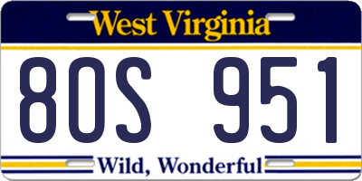 WV license plate 8OS951