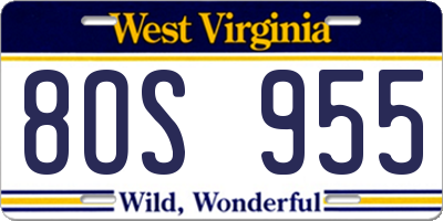 WV license plate 8OS955
