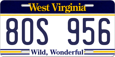WV license plate 8OS956