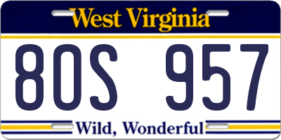WV license plate 8OS957