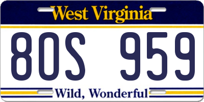 WV license plate 8OS959