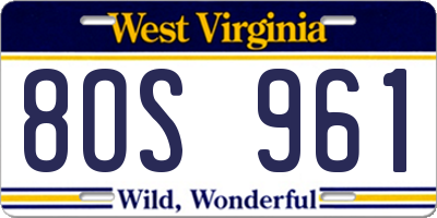WV license plate 8OS961