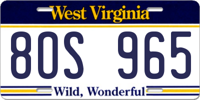 WV license plate 8OS965