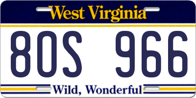 WV license plate 8OS966