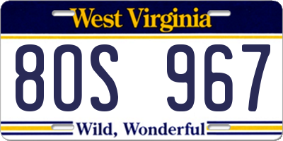 WV license plate 8OS967
