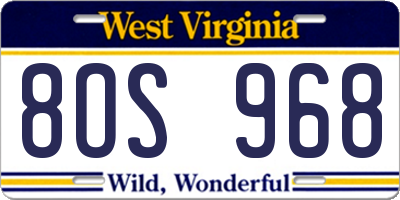 WV license plate 8OS968