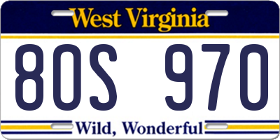 WV license plate 8OS970