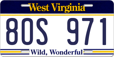 WV license plate 8OS971