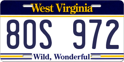 WV license plate 8OS972
