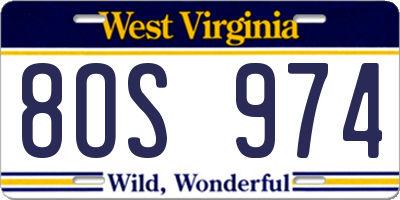 WV license plate 8OS974