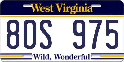 WV license plate 8OS975