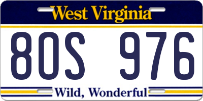 WV license plate 8OS976