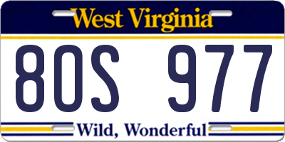 WV license plate 8OS977
