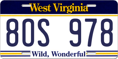 WV license plate 8OS978