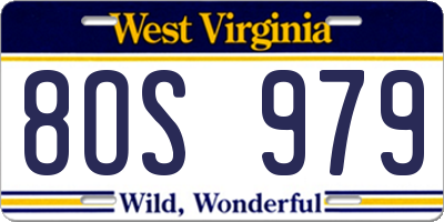 WV license plate 8OS979