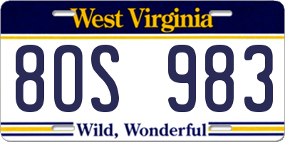 WV license plate 8OS983