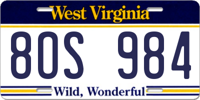 WV license plate 8OS984