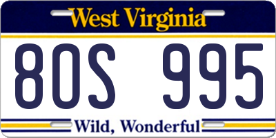 WV license plate 8OS995