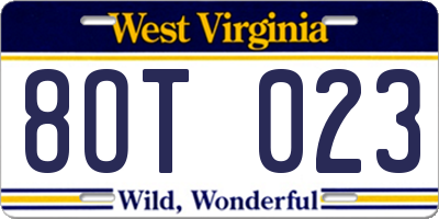 WV license plate 8OT023