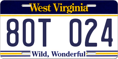 WV license plate 8OT024