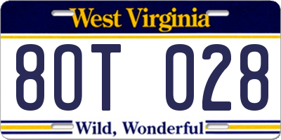 WV license plate 8OT028
