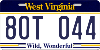 WV license plate 8OT044