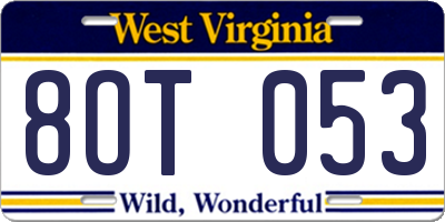 WV license plate 8OT053
