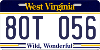 WV license plate 8OT056