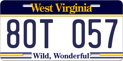 WV license plate 8OT057