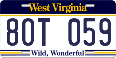 WV license plate 8OT059