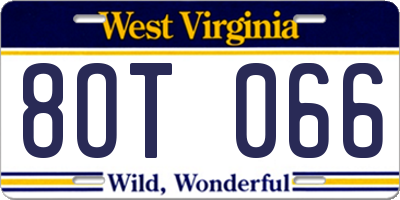 WV license plate 8OT066