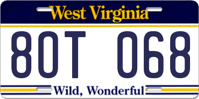 WV license plate 8OT068