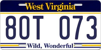 WV license plate 8OT073