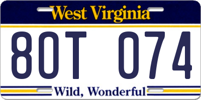 WV license plate 8OT074