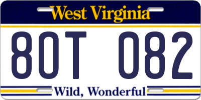 WV license plate 8OT082
