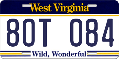 WV license plate 8OT084