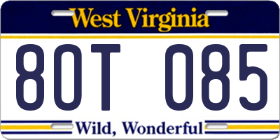 WV license plate 8OT085