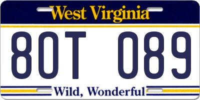 WV license plate 8OT089
