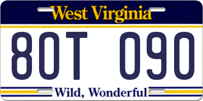 WV license plate 8OT090