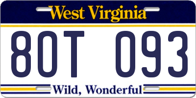 WV license plate 8OT093