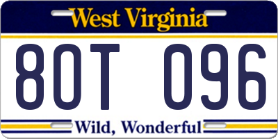 WV license plate 8OT096