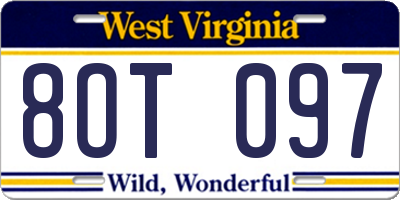 WV license plate 8OT097