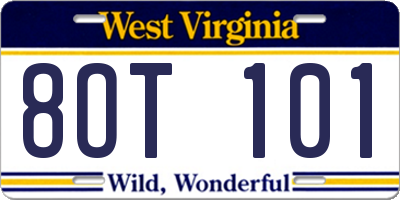 WV license plate 8OT101
