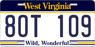 WV license plate 8OT109