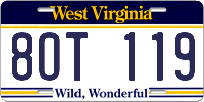 WV license plate 8OT119