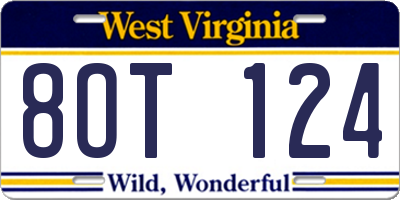 WV license plate 8OT124