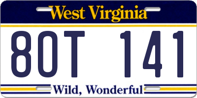 WV license plate 8OT141