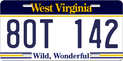 WV license plate 8OT142