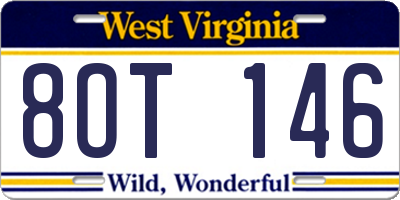 WV license plate 8OT146
